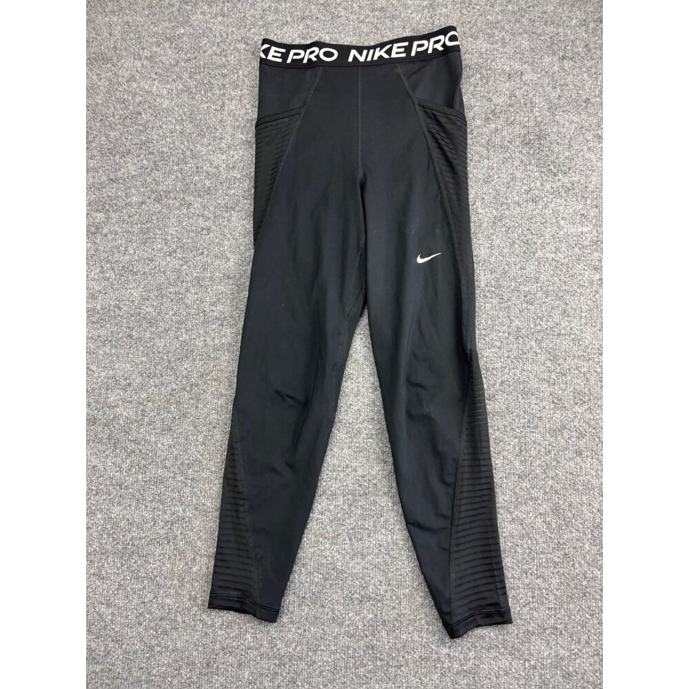 Nike Pro Dri-Fit Leggings Women's S Black Mesh Stripe Pockets High Rise Skinny